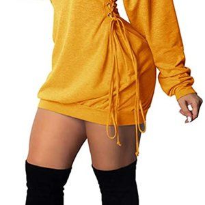 Bright Eyelet Lace-up Bodycon Mini Dress \Top